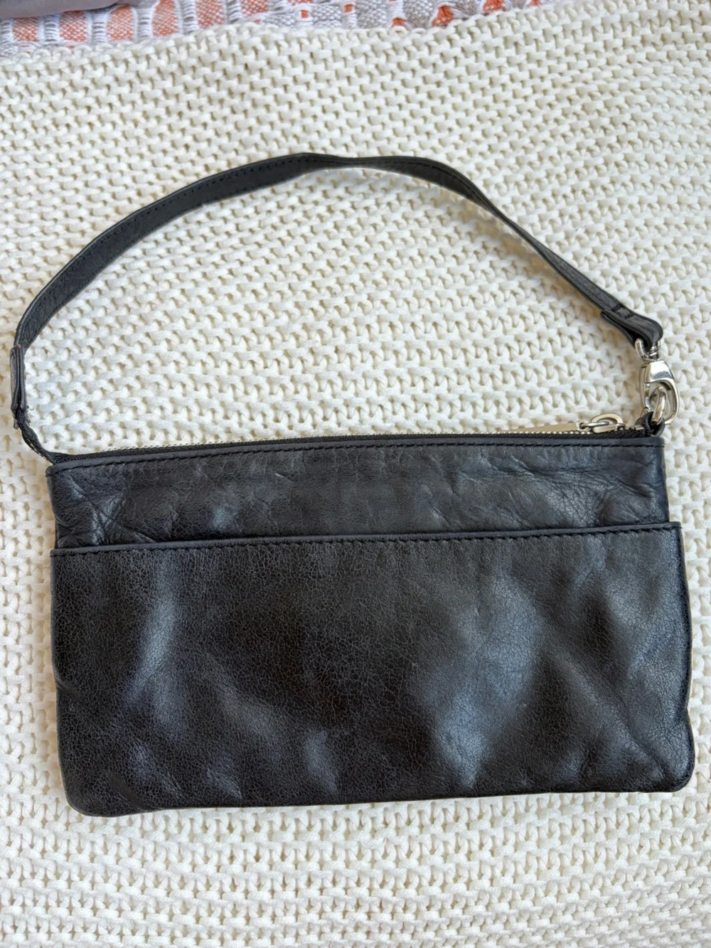 The Original Hobo Black Genuine Leather Multi Zipper Bag w/ Silver Hardware
